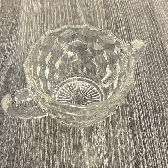 Vintage Jeanette Glass Co. Cubist Pattern Clear Glass Creamer And Sugar Bowl - Picture 5 of 10
